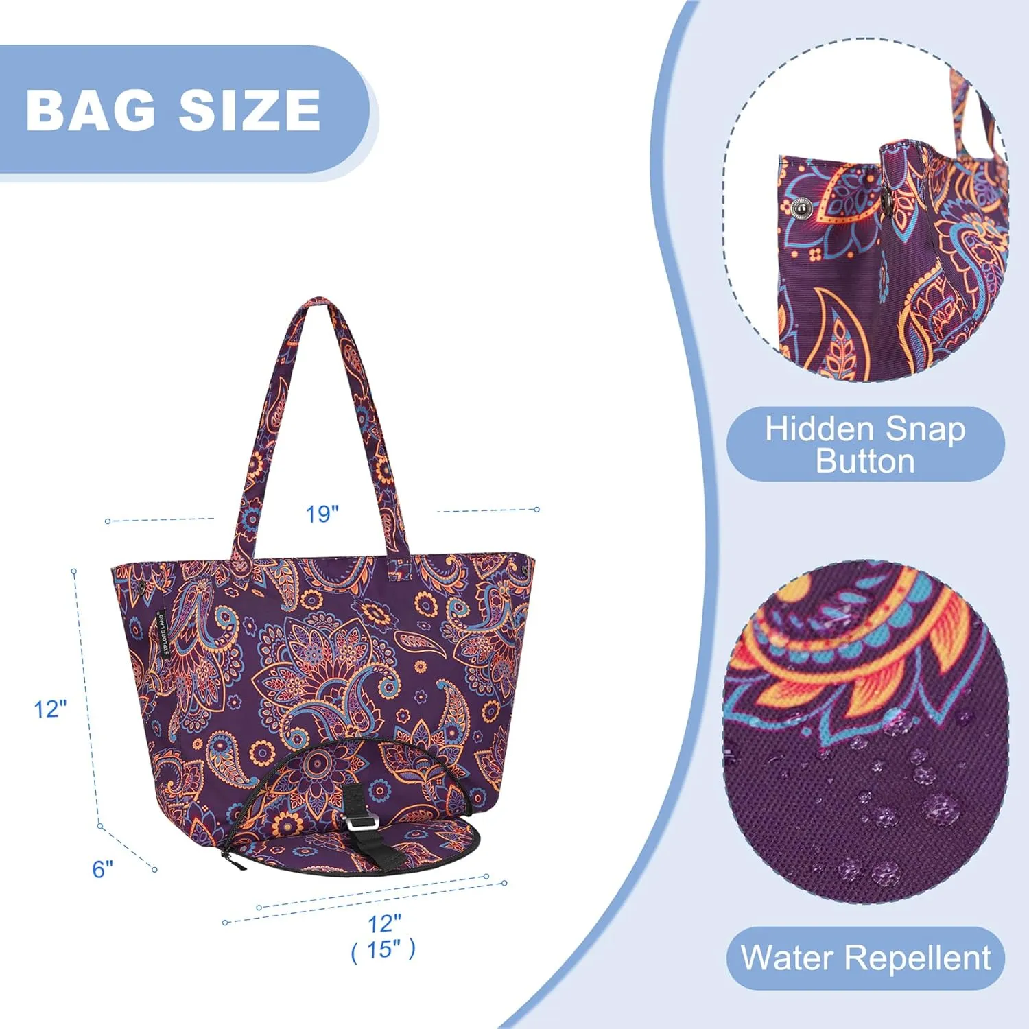 Yoga Bags for Women with Large Pocket Pilates Tote Bag for Gym Beach Workout - Fits Water Bottles and All Size Mats