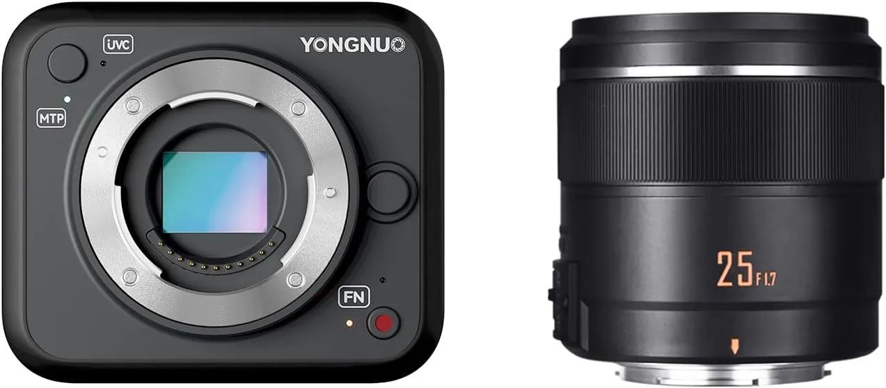 YONGNUO YN433 4K Digital USB Camera with YN25MM F1.7 Lens, for Indoor Live Streaming, Mirrorless Micro Four Thirds MFT Lens System, Compatible with Andriod Phones and Computers