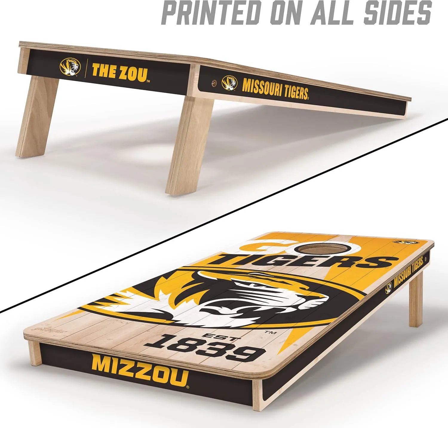 YouTheFan NCAA 2’ x 4’ Professional Wood Cornhole Game with Logo Bags