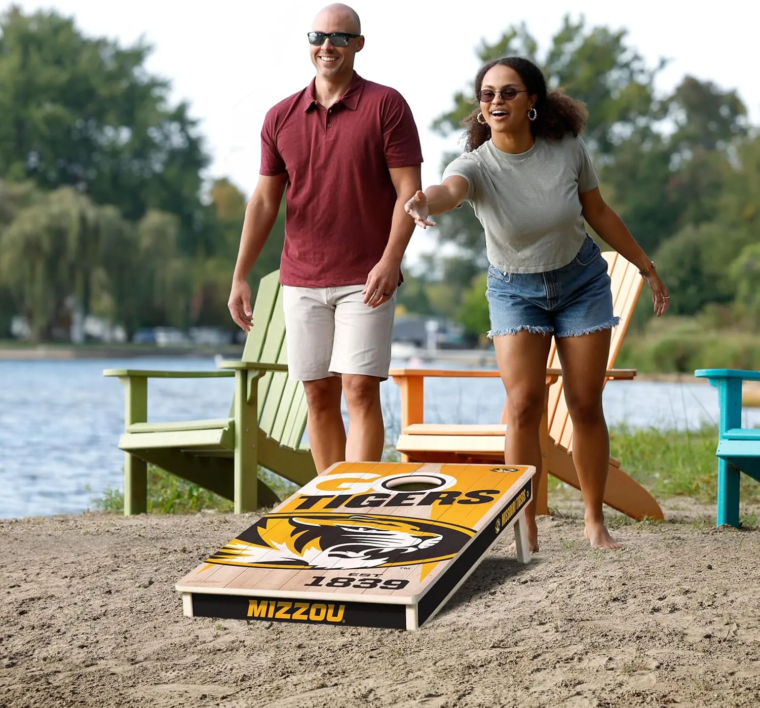 YouTheFan NCAA 2’ x 4’ Professional Wood Cornhole Game with Logo Bags