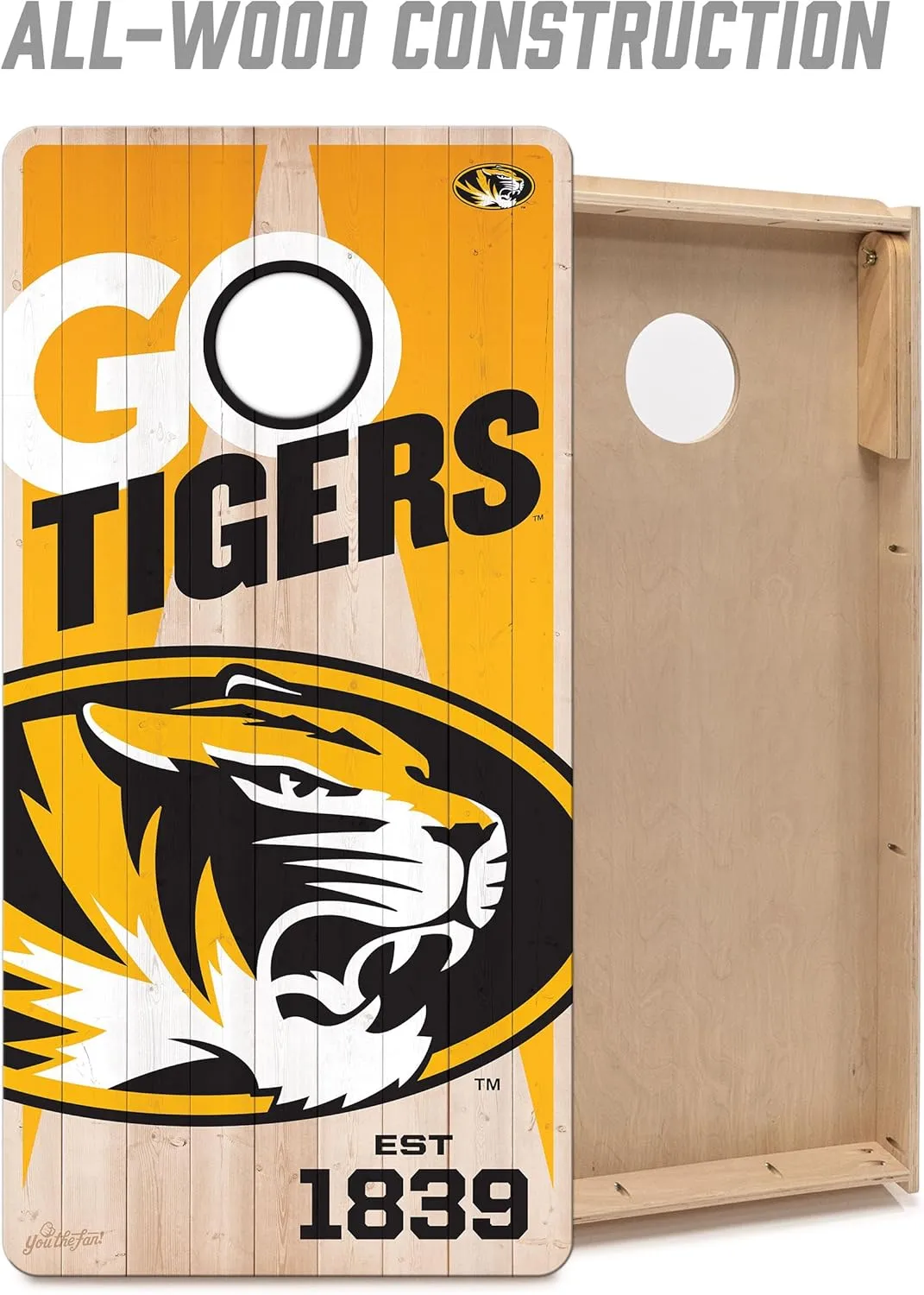 YouTheFan NCAA 2’ x 4’ Professional Wood Cornhole Game with Logo Bags