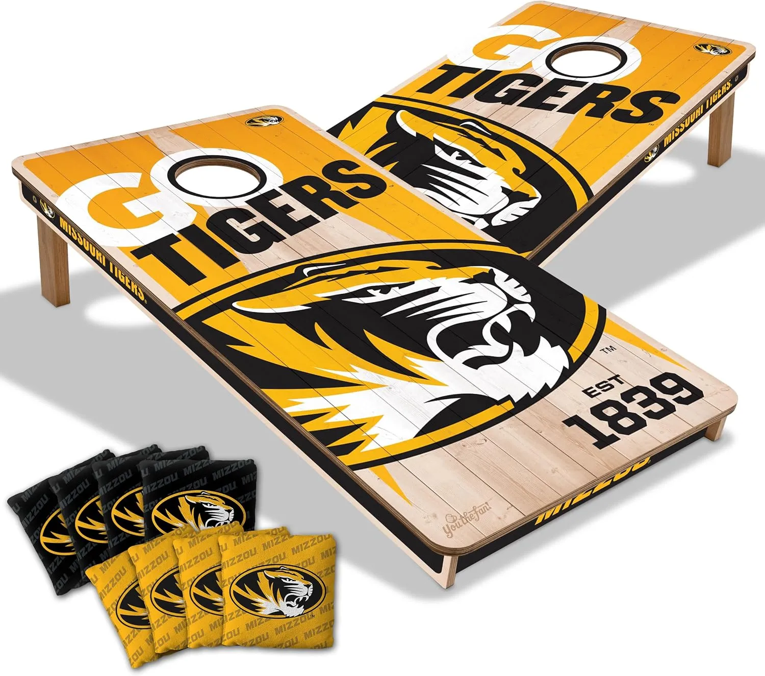 YouTheFan NCAA 2’ x 4’ Professional Wood Cornhole Game with Logo Bags