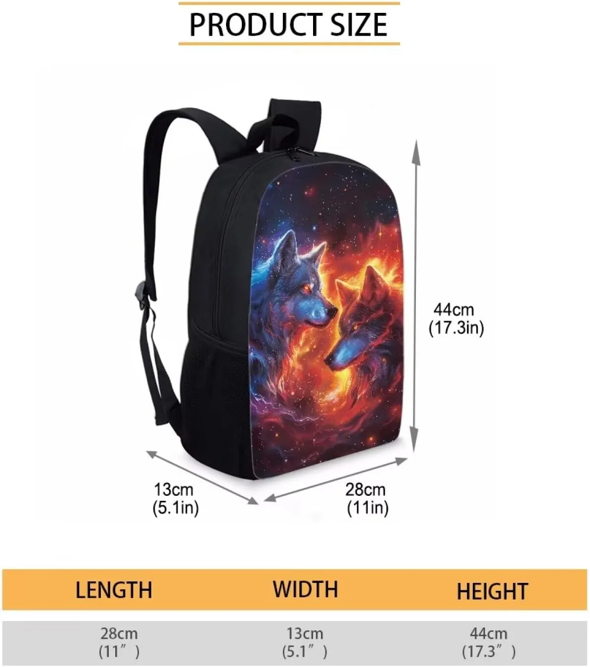 Ystardream Bookbags for 6th Grade Boys Cool Galaxy Wolf Backpack for Boys Middle School Bag for 8-10 14-16 Kids Child Bookbag High Schoolbag 17 Inch Bag Packs Back to School Rucksack Travel Bag