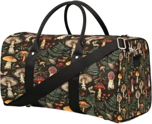 Yzrwebo Mushroom Travel Duffle Bag for Men Women Fern Leaf Overnight Weekender Bag Foldable Travel Duffel Bag Large Sports Gym Bag Waterproof Luggage Tote Bag Tear Resistant