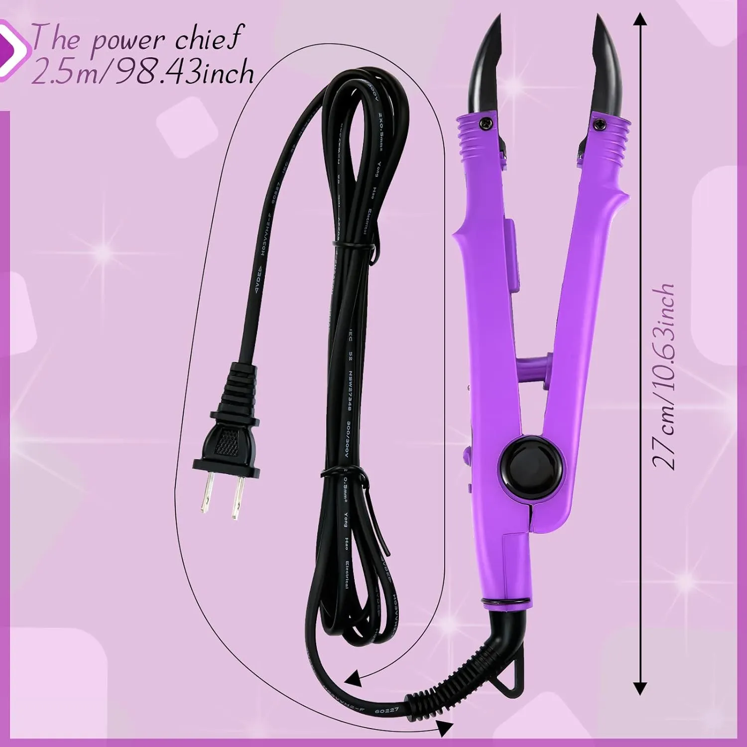 Zhehao Fusion Hair Extensions Tool Us Plug Professional Hair Extensions Tools Fusion Heat Iron Connector Wand U Tip with 2 Bags Keratin Glue Granule Beads