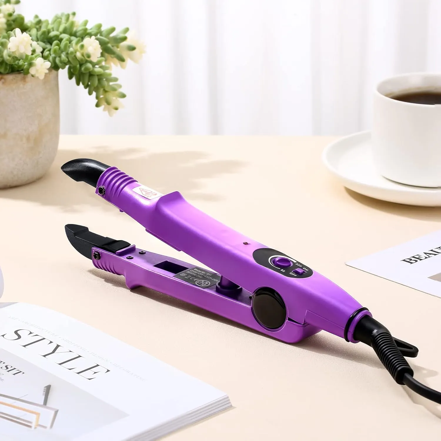 Zhehao Fusion Hair Extensions Tool Us Plug Professional Hair Extensions Tools Fusion Heat Iron Connector Wand U Tip with 2 Bags Keratin Glue Granule Beads
