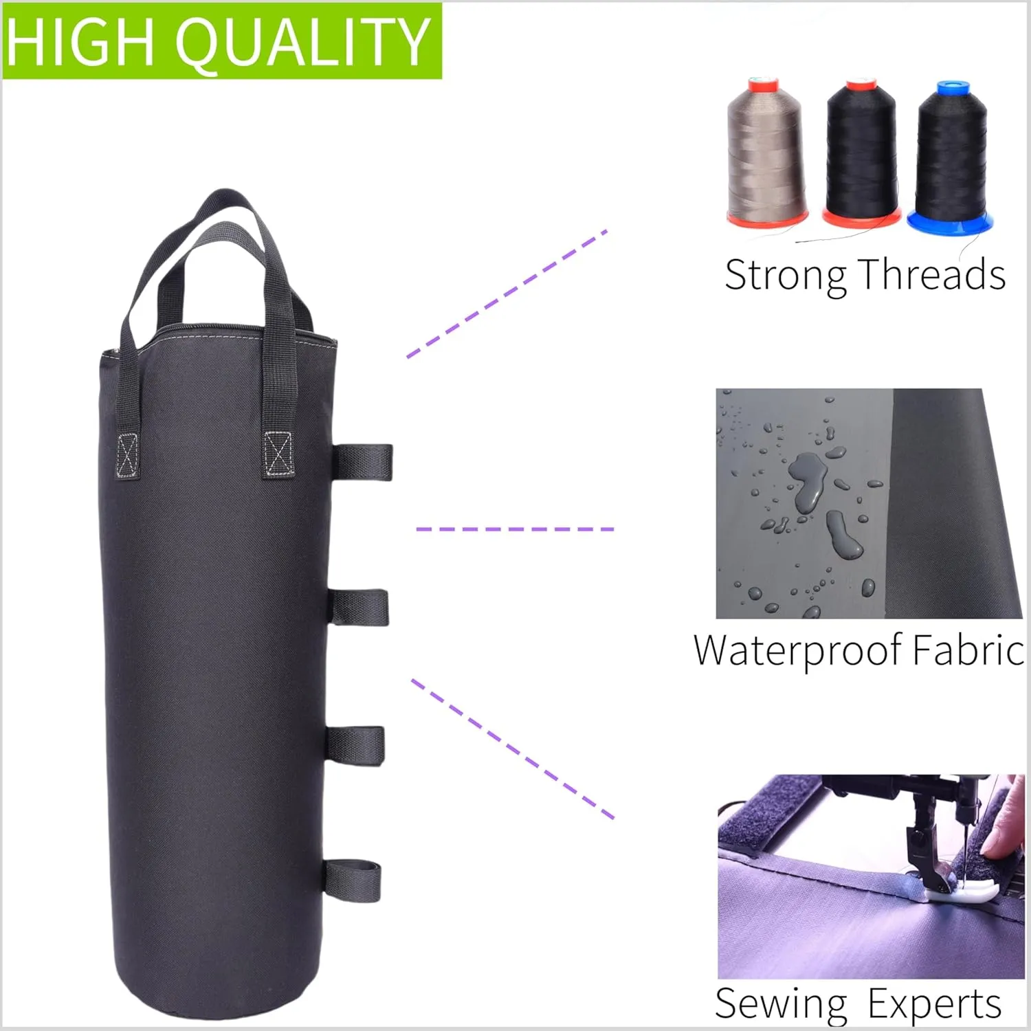 Zipper Top Sand Bags for Canopy Legs (120LBS Load Capacity, Without Sand) Sand Bags for Weight - Sandbags for Gazebo Legs, Pop Up Canopy Tent Weights - Canopy Weight Bags, Set of 4
