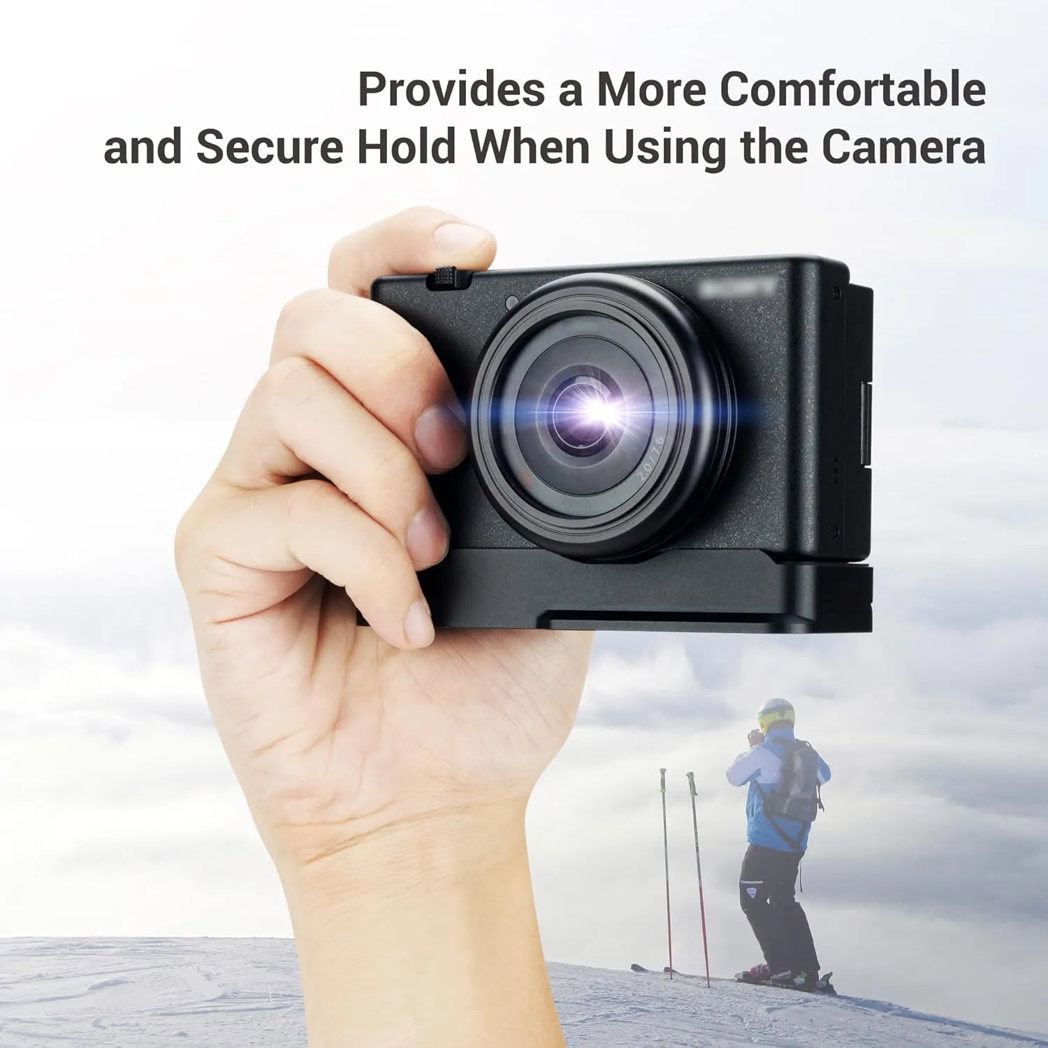 ZV-1F ZV1F Camera Metal Grip Extension Bracket with Mic Cold Shoe Mount for Sony ZV-1F ZV-1II (Not for ZV-1),Must-Have Accessory for Vlog YouTube Vertical Video Shooting, Arca Swiss Quick Release Base