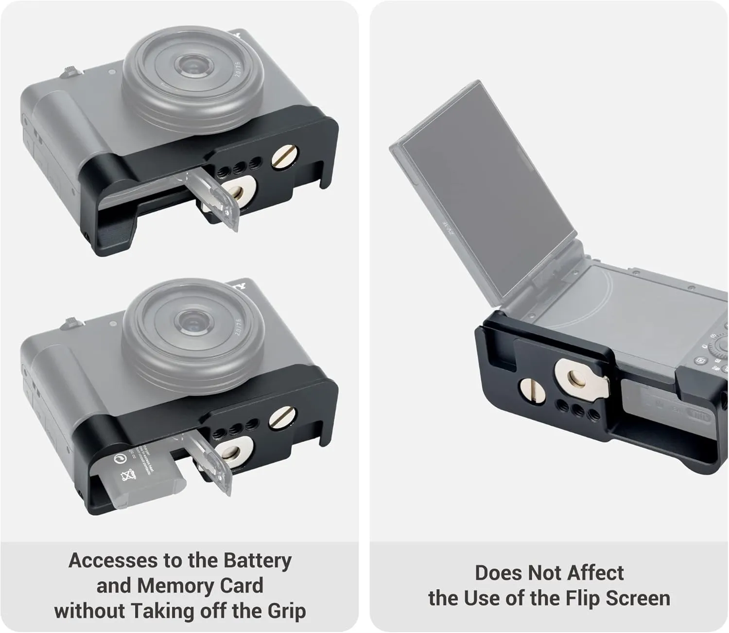 ZV-1F ZV1F Camera Metal Grip Extension Bracket with Mic Cold Shoe Mount for Sony ZV-1F ZV-1II (Not for ZV-1),Must-Have Accessory for Vlog YouTube Vertical Video Shooting, Arca Swiss Quick Release Base
